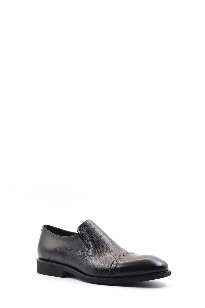 Siyah Deri Topuklu Loafer  - Wessi