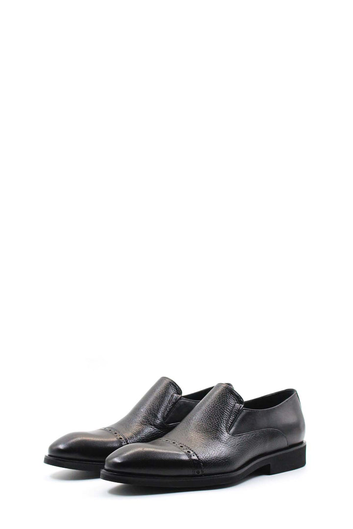 Siyah Deri Topuklu Loafer  - Wessi