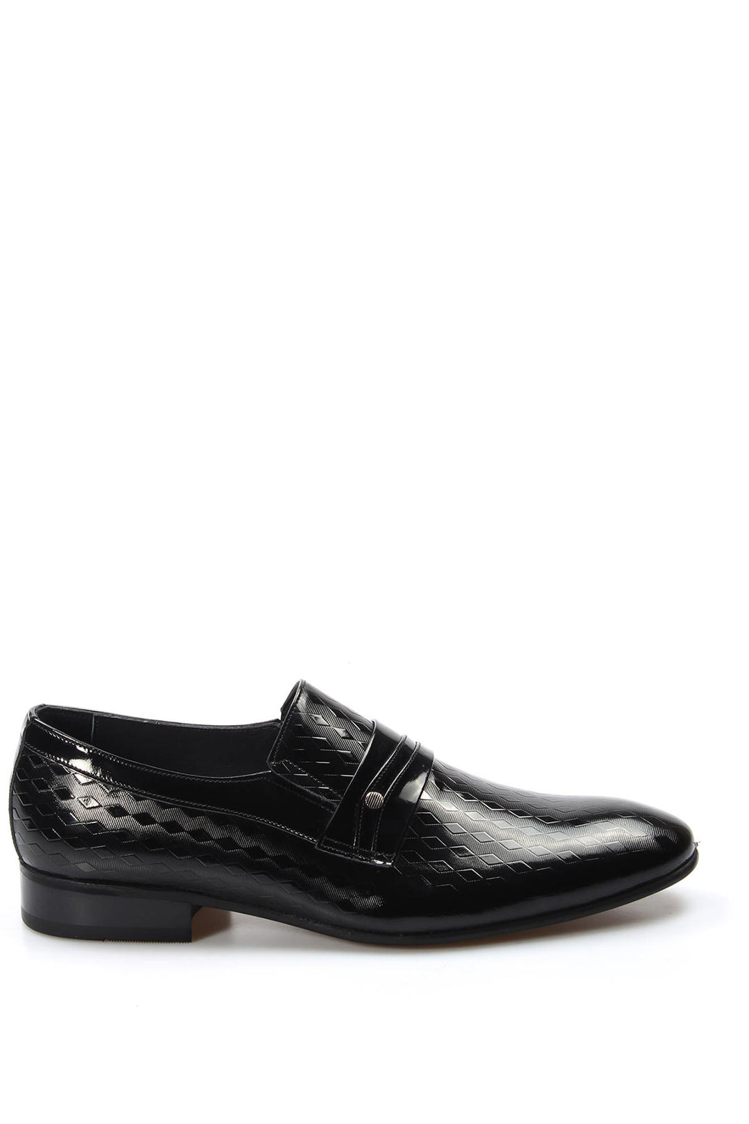 Geometrik Kabartma Desenli Siyah Rugan Erkek Loafer - Wessi
