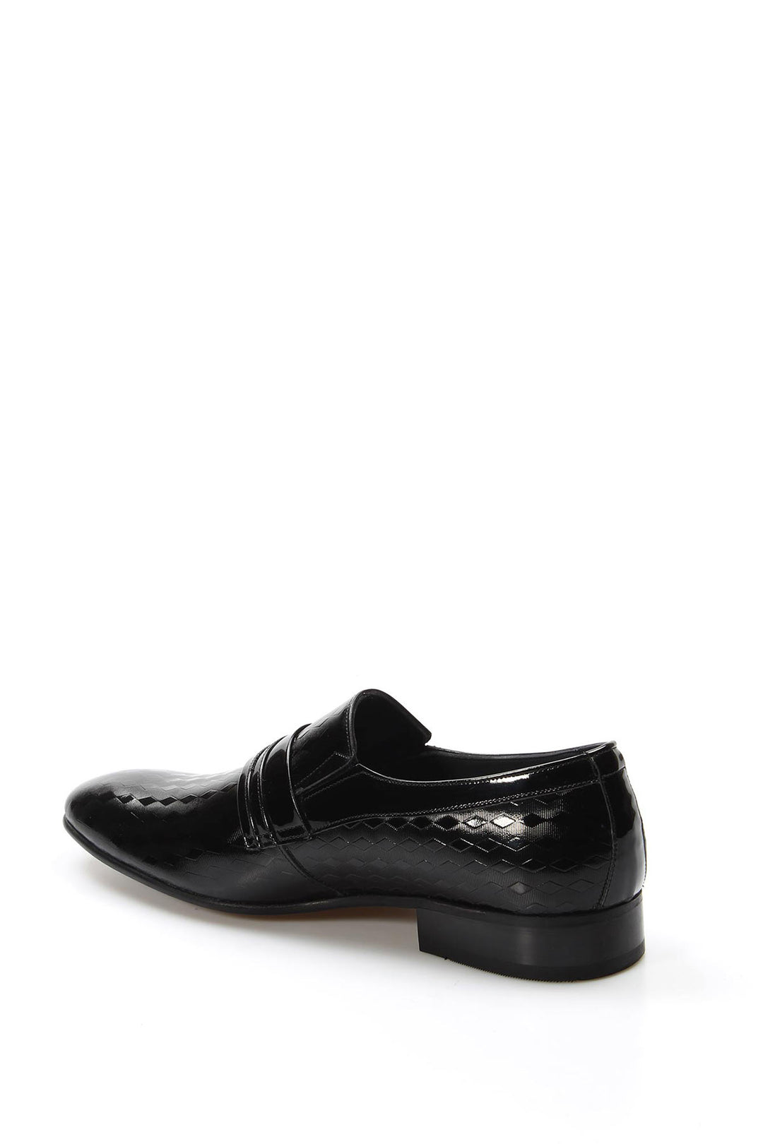 Geometrik Kabartma Desenli Siyah Rugan Erkek Loafer - Wessi