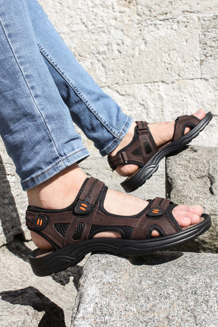 Erkek Kahverengi Outdoor Yürüyüş Sandalet-Wessi