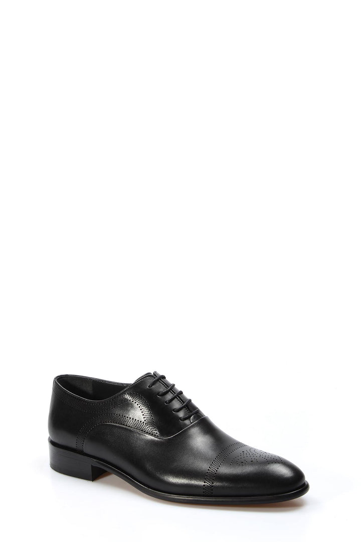 Brogue Detaylı Erkek Siyah Oxford Elbise Ayakkabı - Wessi