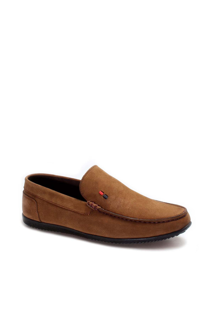 Vurgulu Dikişli Taba Süet Loafer - Wessi