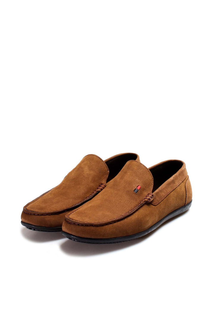 Vurgulu Dikişli Taba Süet Loafer - Wessi