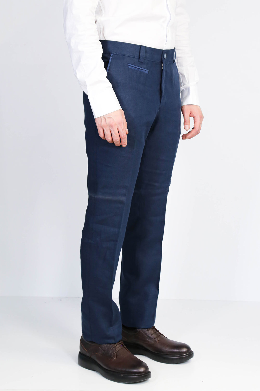 Lacivert Düz Desenli Slim Fit Kumaş Pantolon-Wessi