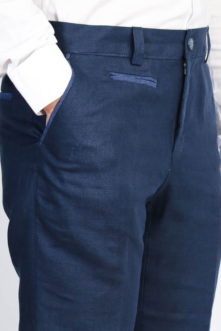 Lacivert Düz Desenli Slim Fit Kumaş Pantolon-Wessi