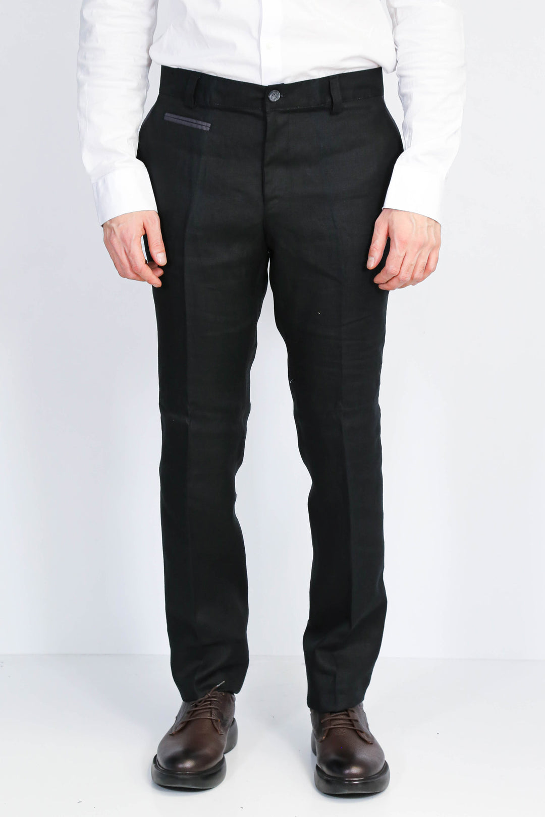 Siyah Düz Desenli Slim Fit Kumaş Pantolon-Wessi