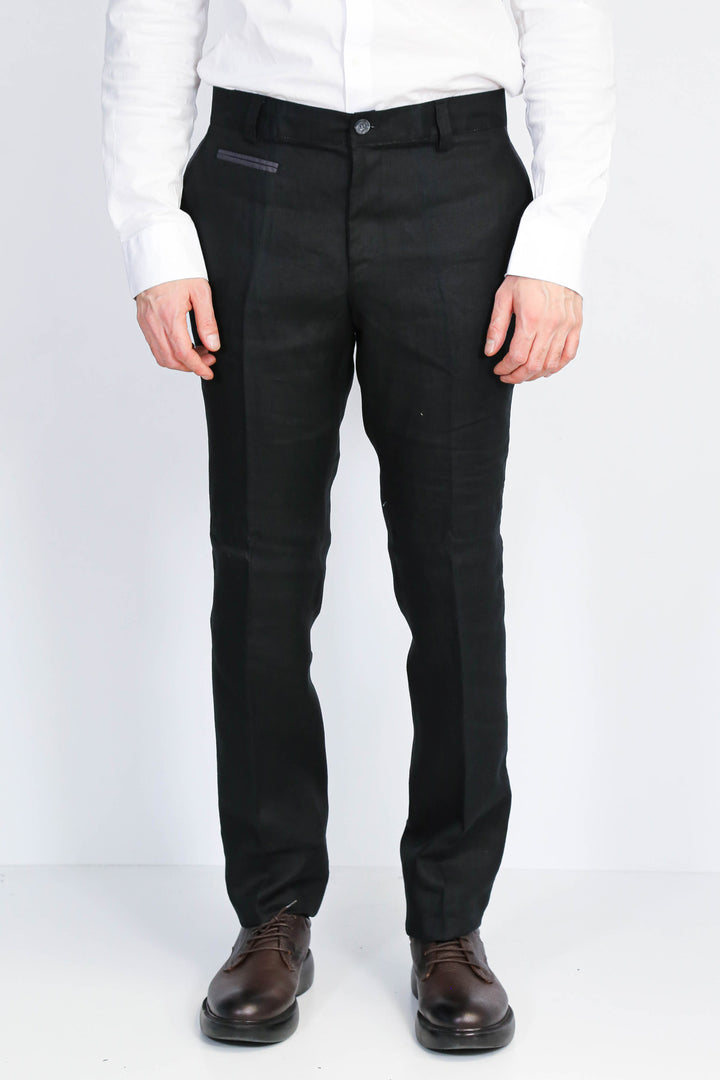 Siyah Düz Desenli Slim Fit Kumaş Pantolon-Wessi