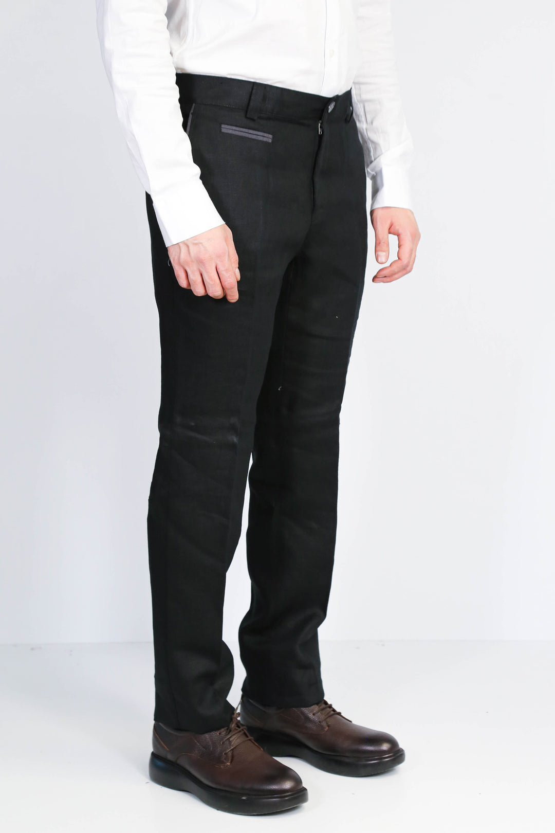 Siyah Düz Desenli Slim Fit Kumaş Pantolon-Wessi