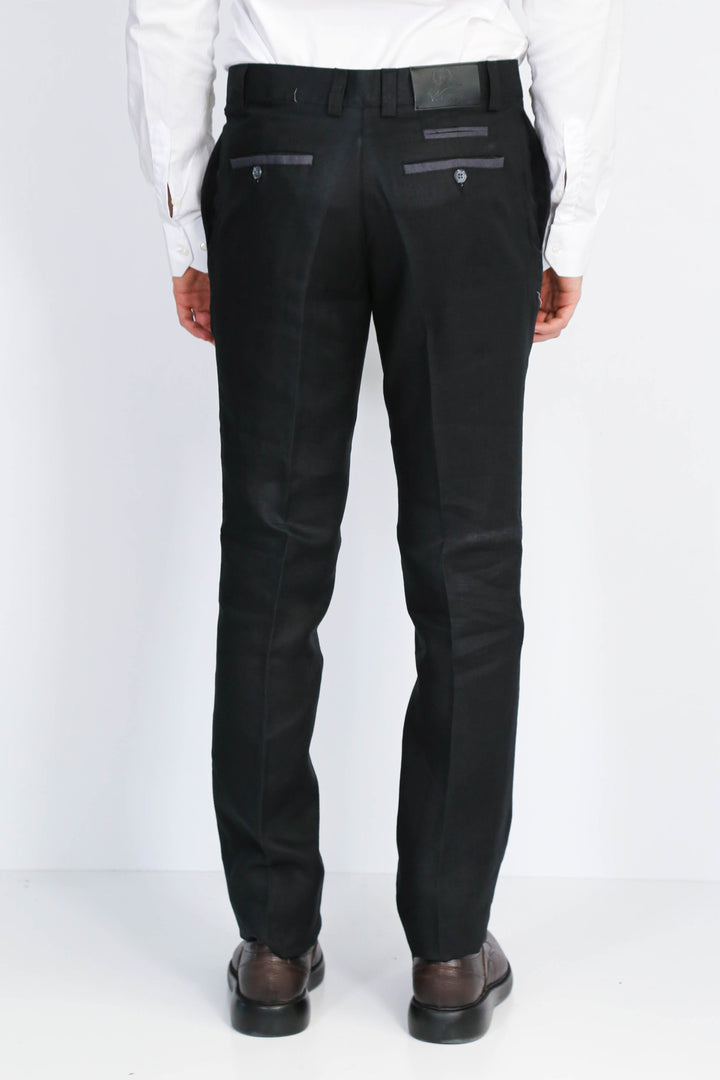 Siyah Düz Desenli Slim Fit Kumaş Pantolon-Wessi