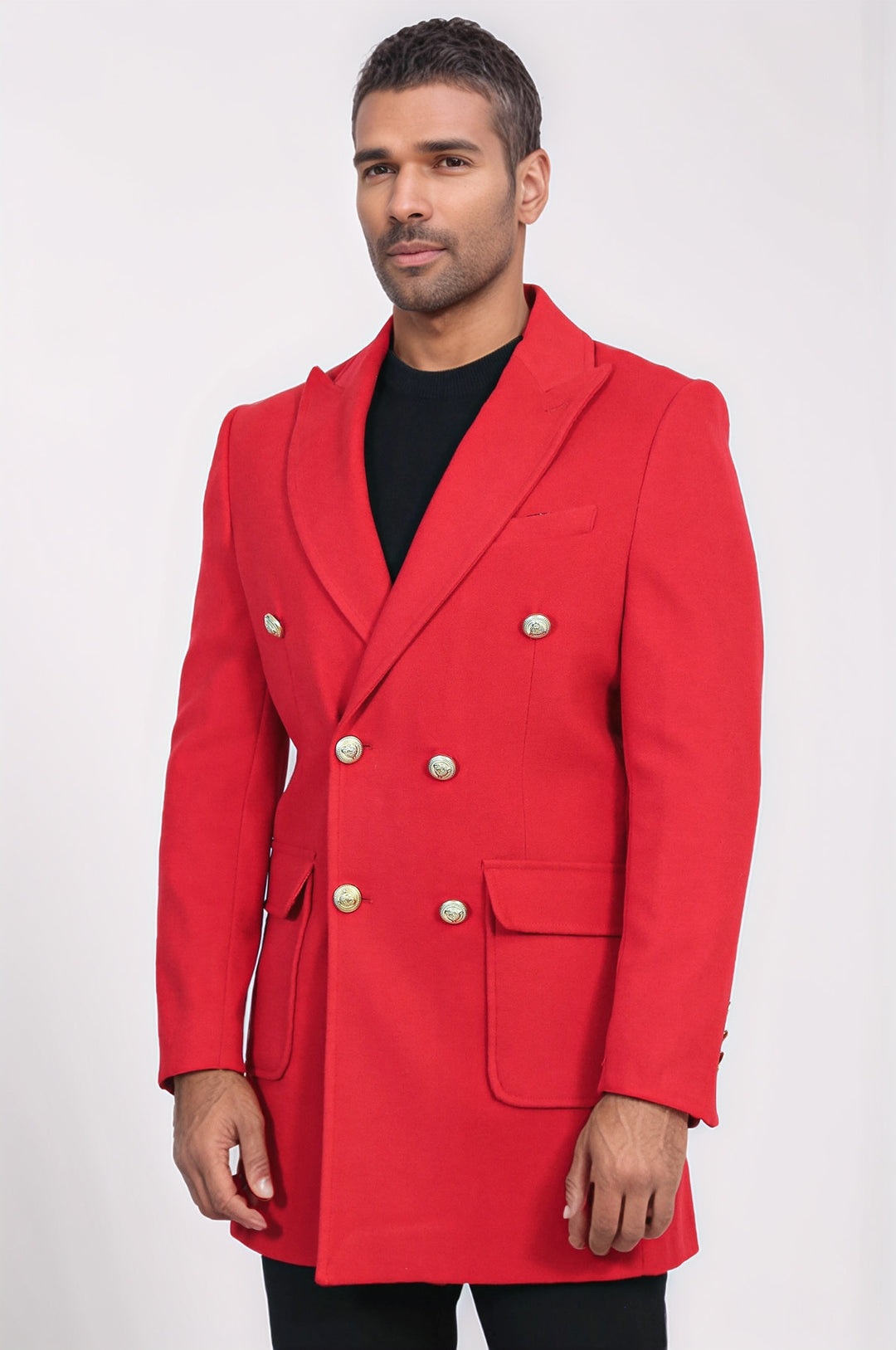 Bordo Metal Düğmeli Kruvaze Kaban  - Wessi