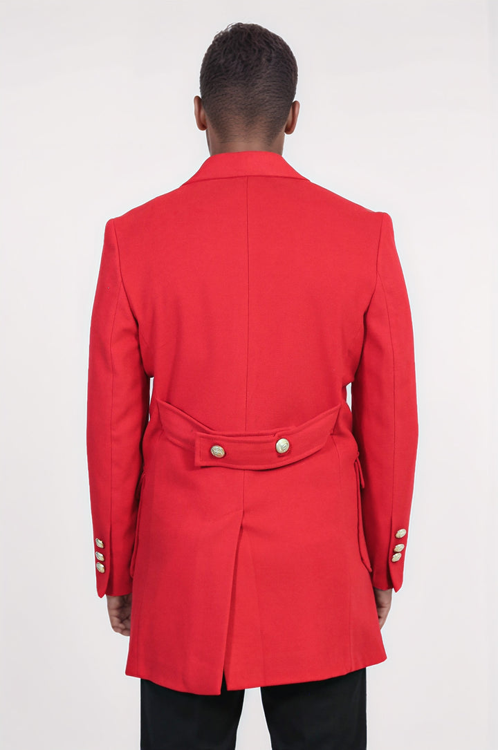 Bordo Metal Düğmeli Kruvaze Kaban  - Wessi