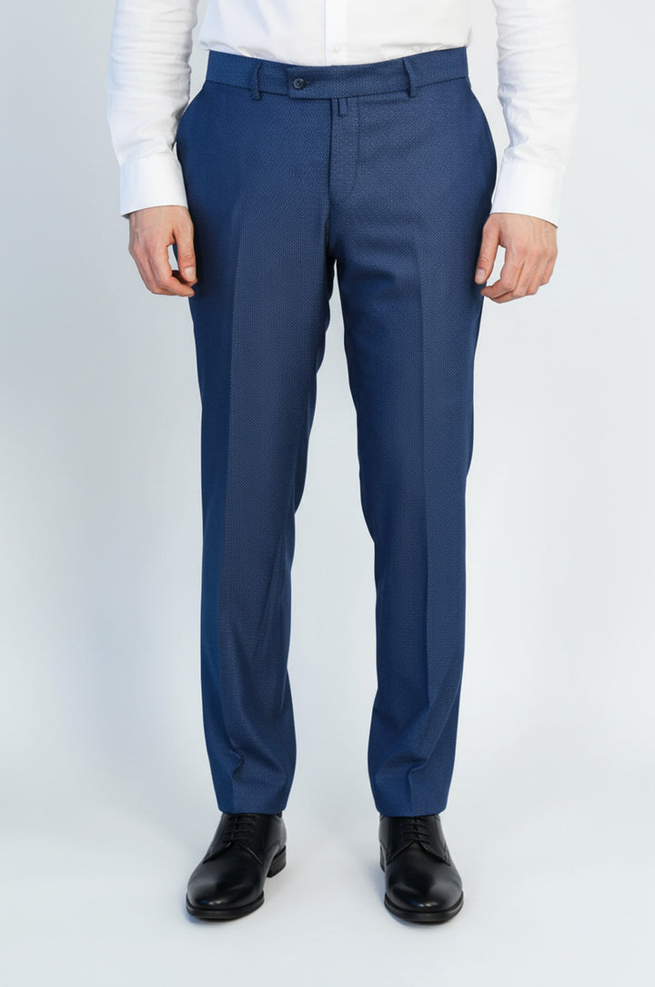 Lacivert Slim Fit Mikro Desenli Klasik Kumaş Pantolon - Wessi