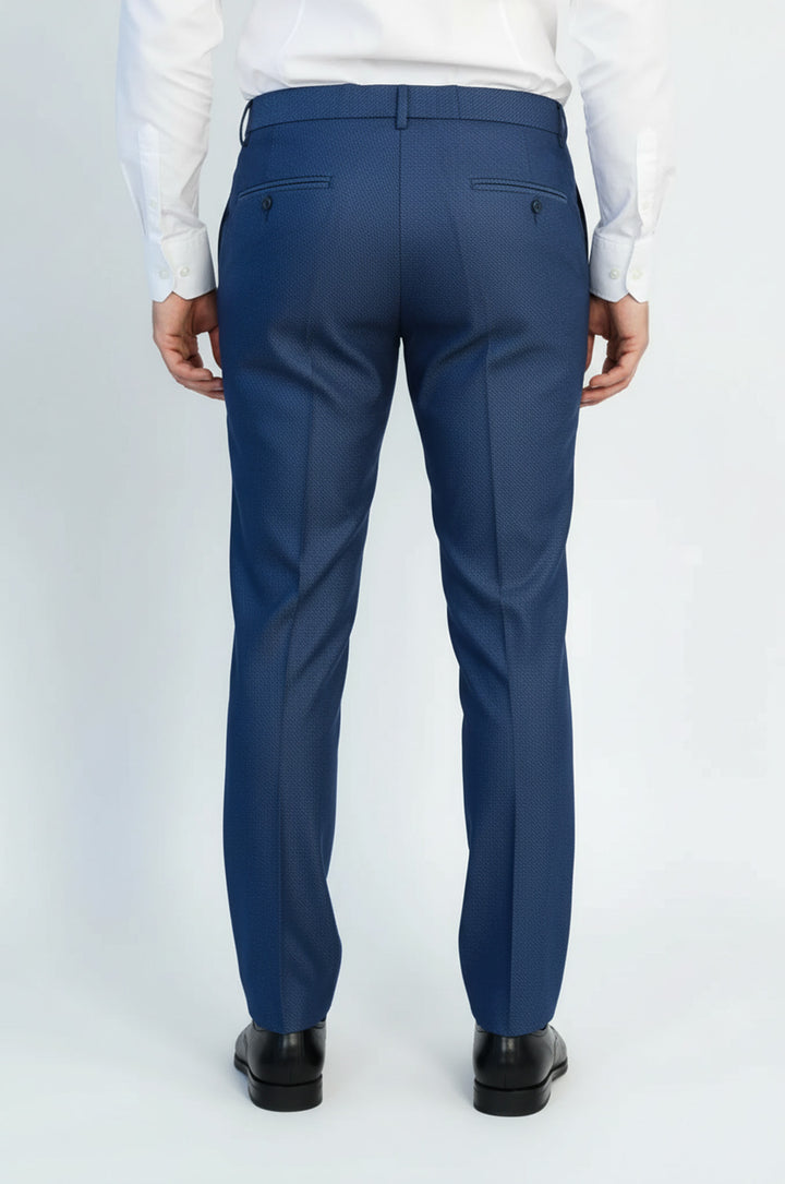 Lacivert Slim Fit Mikro Desenli Klasik Kumaş Pantolon - Wessi