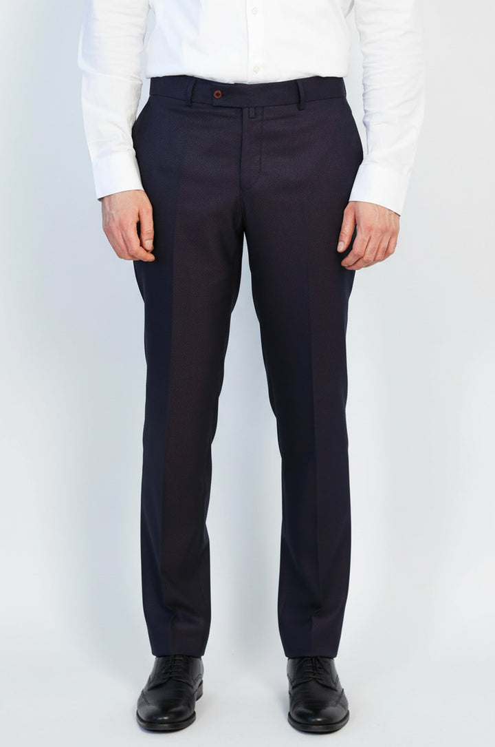 Derin Bordo Slim Fit Mikro Desenli Klasik Kumaş Pantolon - Wessi