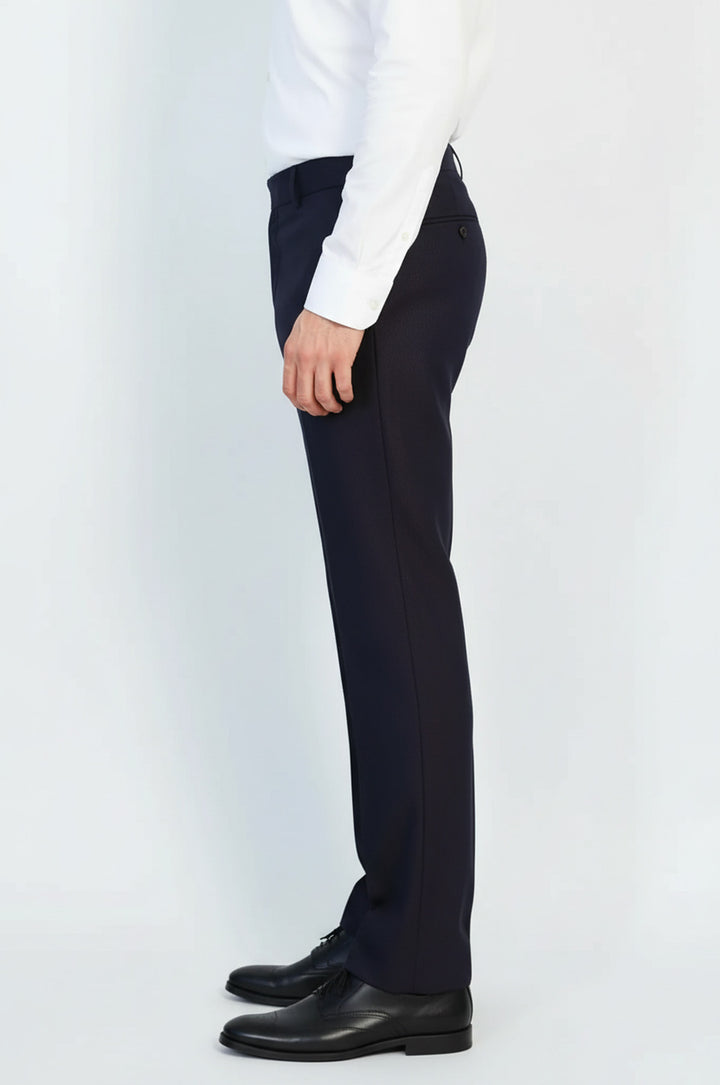 Derin Bordo Slim Fit Mikro Desenli Klasik Kumaş Pantolon - Wessi