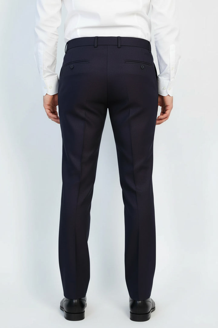 Derin Bordo Slim Fit Mikro Desenli Klasik Kumaş Pantolon - Wessi