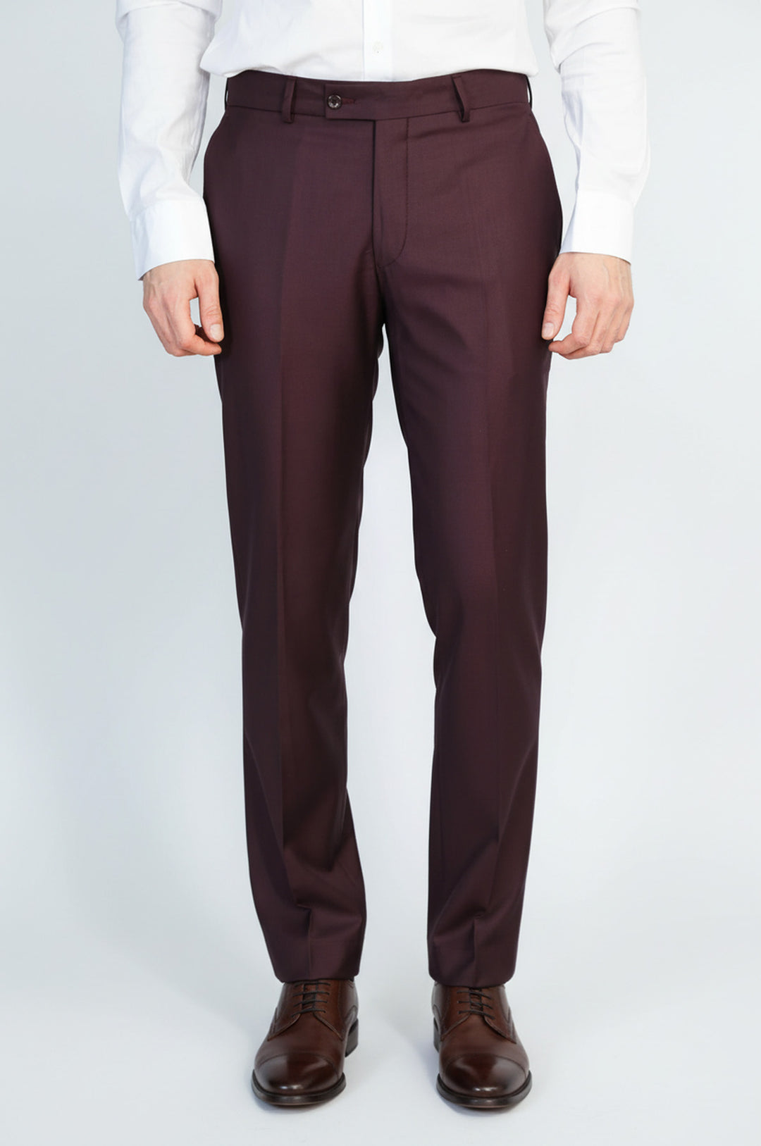 Bordo Düz Slim Fit Kumaş Pantolon - Wessi