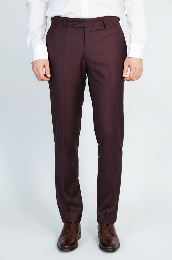 Bordo Düz Slim Fit Kumaş Pantolon - Wessi