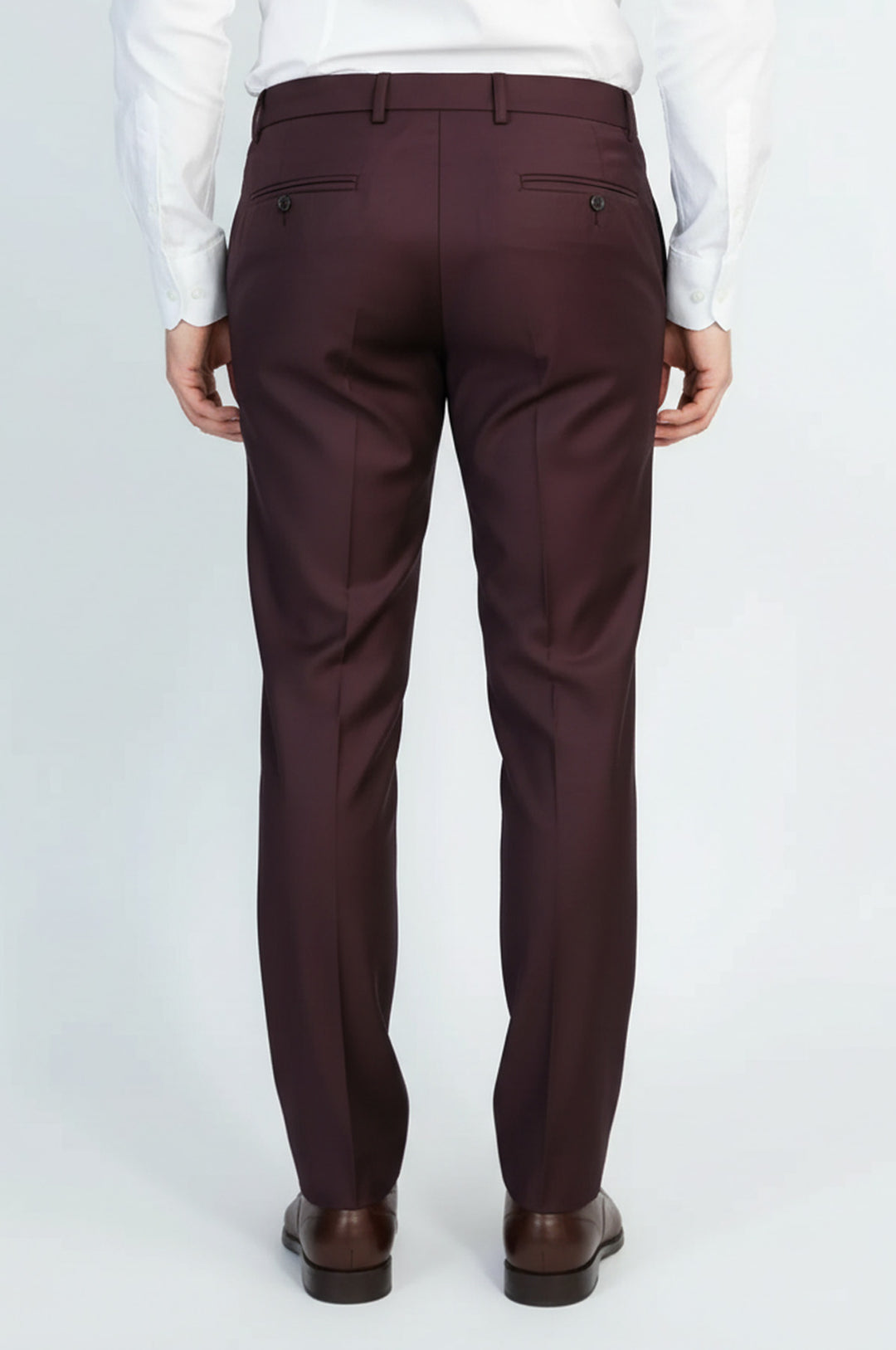 Bordo Düz Slim Fit Kumaş Pantolon - Wessi