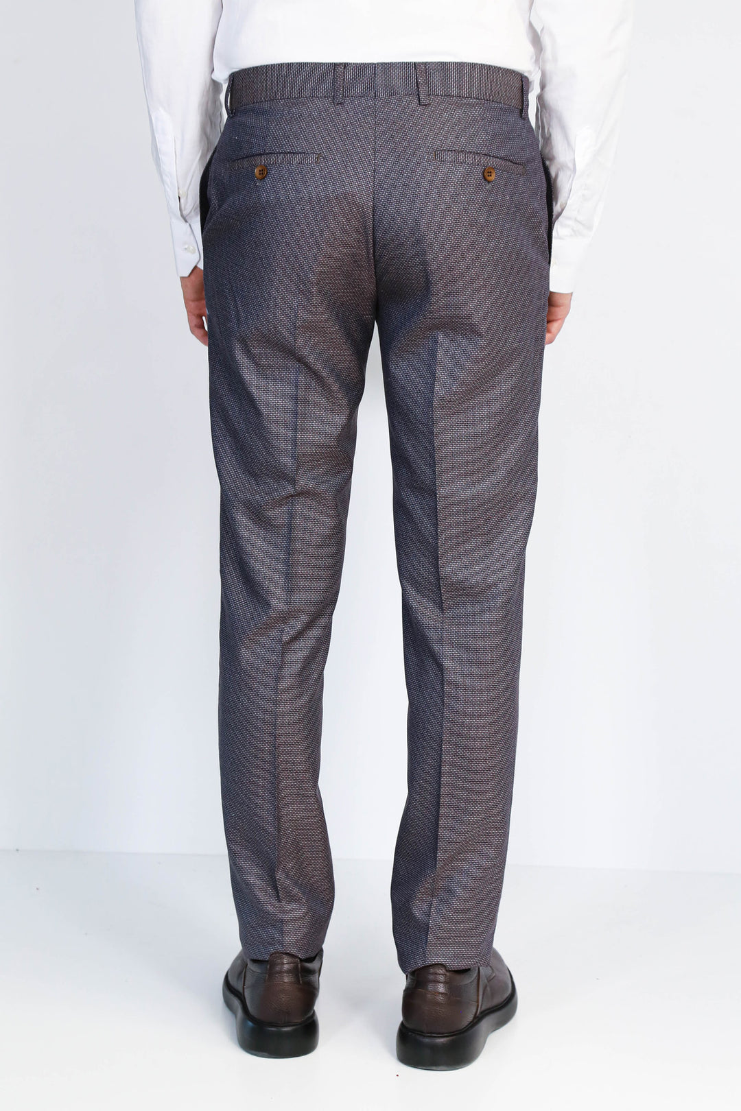 Bordo Tonlu Slim Fit Mikro Desenli Klasik Kumaş Pantolon - Wessi