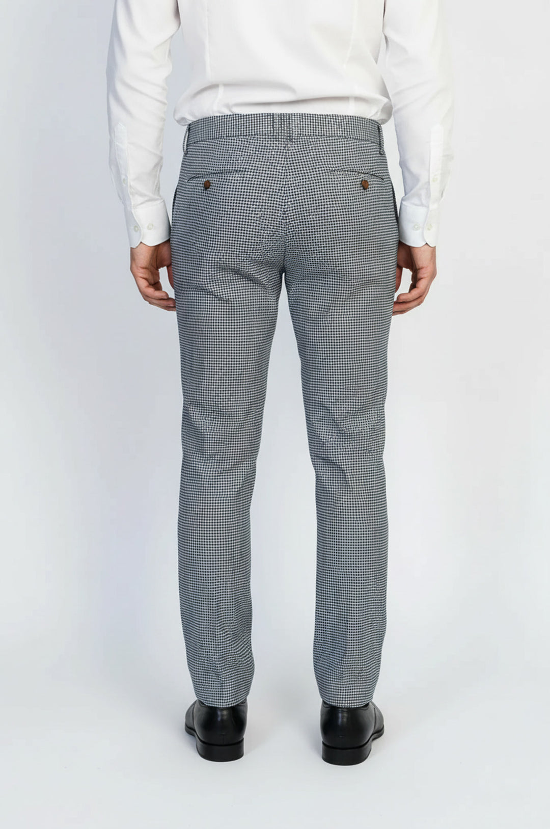 Siyah Beyaz Mikro Desenli Slim Kesim Kumaş Pantolon - Wessi