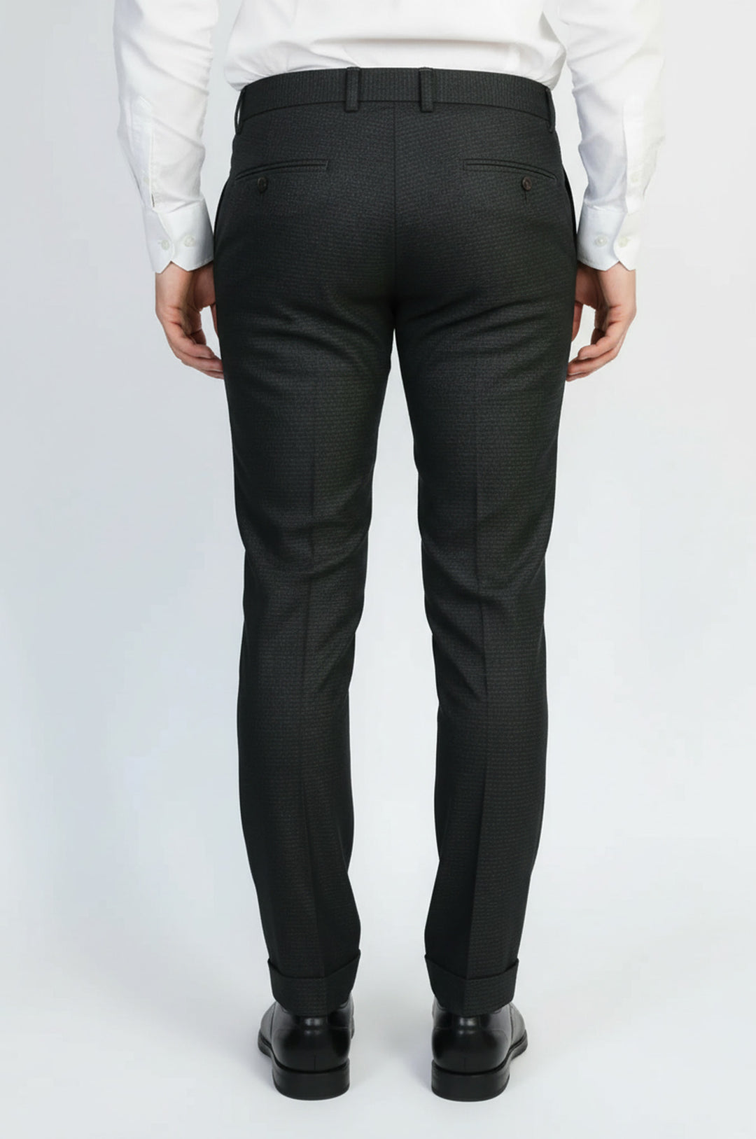 Koyu Gri Mikro Desenli Slim Kesim Kumaş Pantolon - Wessi