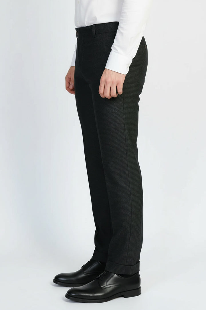 Koyu Gri Mikro Desenli Slim Kesim Kumaş Pantolon - Wessi