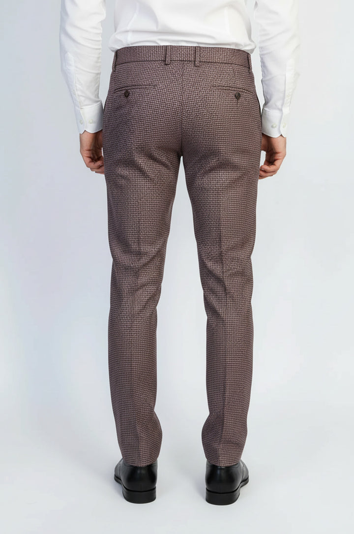 Bordo Mikro Desenli Slim Kesim Kumaş Pantolon - Wessi