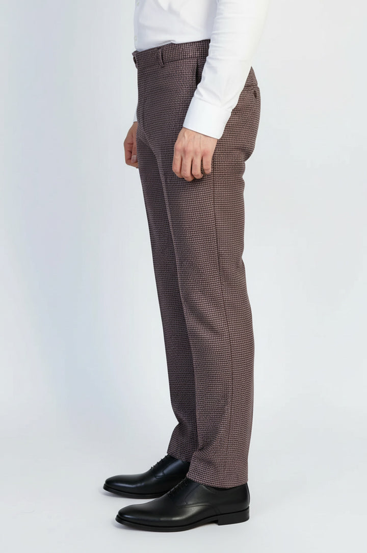 Bordo Mikro Desenli Slim Kesim Kumaş Pantolon - Wessi