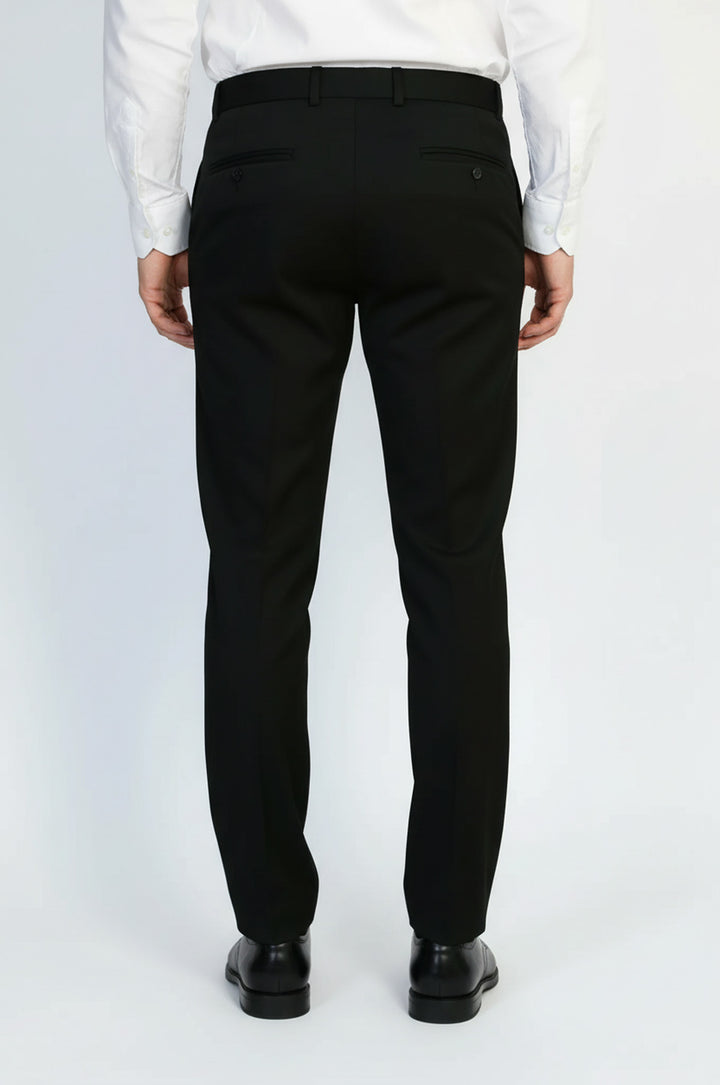 Siyah Desensiz Düz Kumaş Pantolon - Wessi