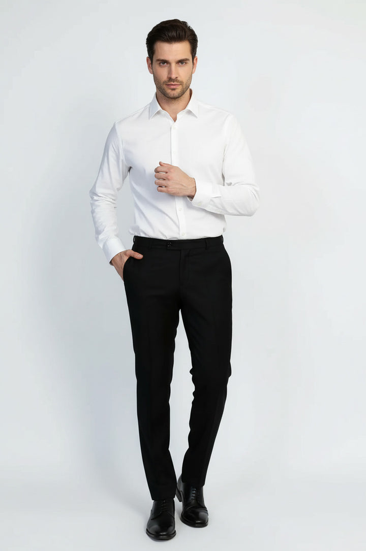 Siyah Klasik Düz Kumaş Pantolon - Wessi