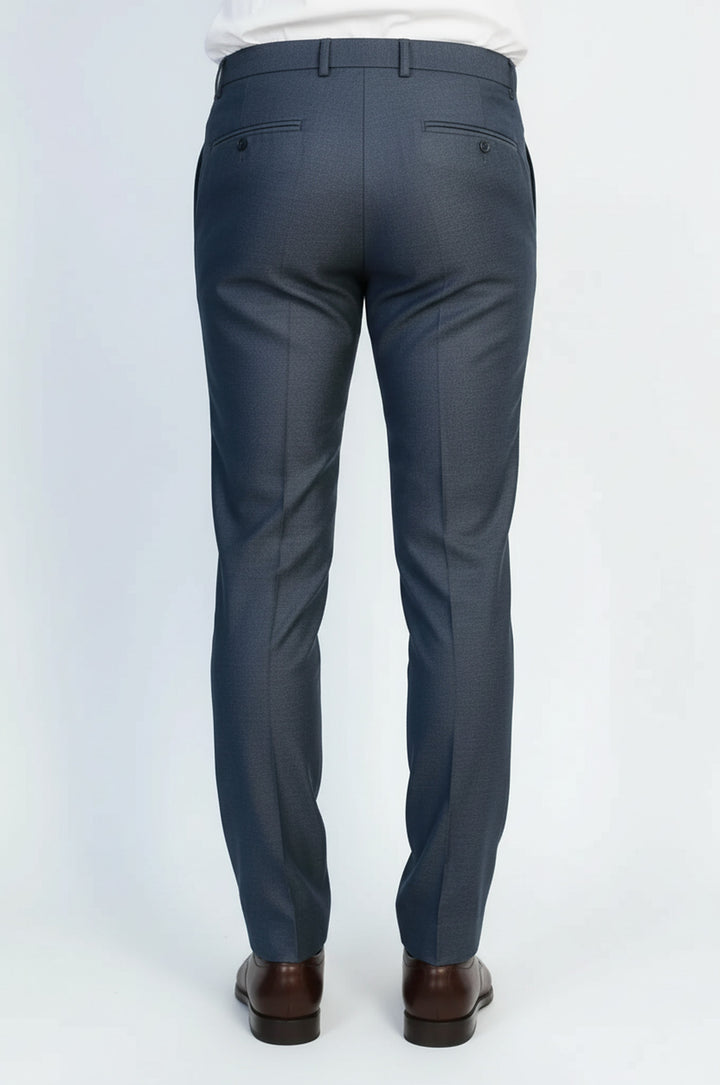 Lacivert Düz Dokulu Slim Kesim Kumaş Pantolon - Wessi