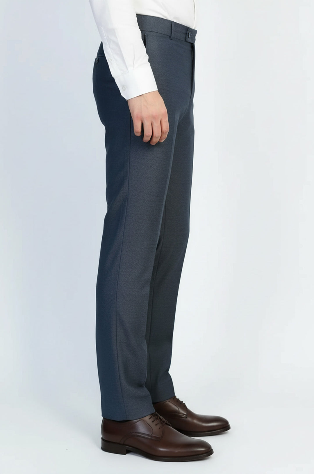 Lacivert Düz Dokulu Slim Kesim Kumaş Pantolon - Wessi