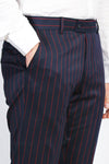 Lacivert Kırmızı Çizgili Slim Fit Kumaş Pantolon - Wessi