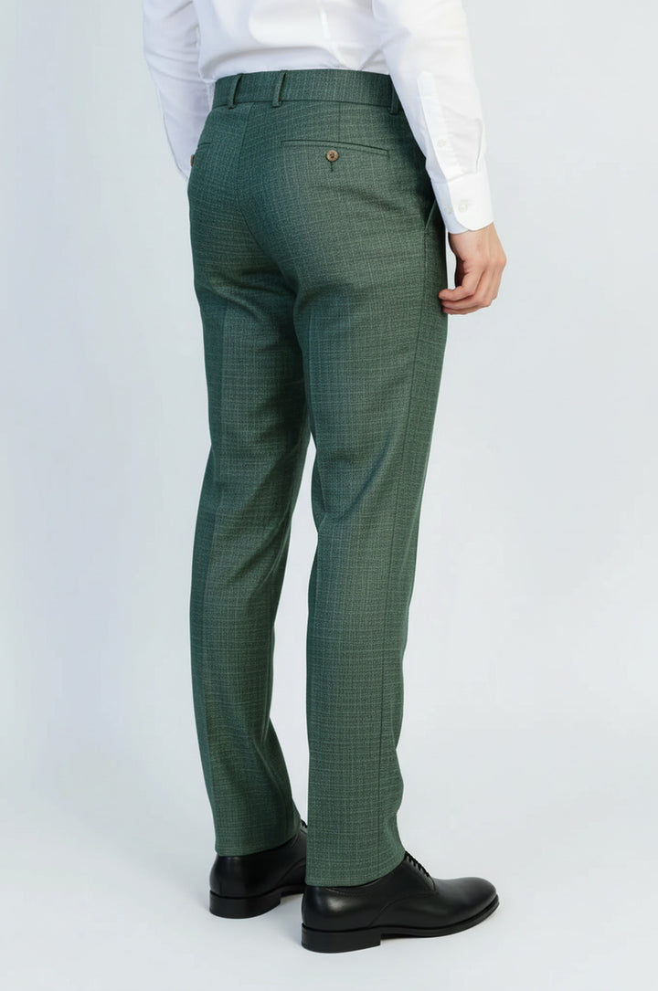 Yeşil Desenli Klasik Kesim Kumaş Pantolon - Wessi