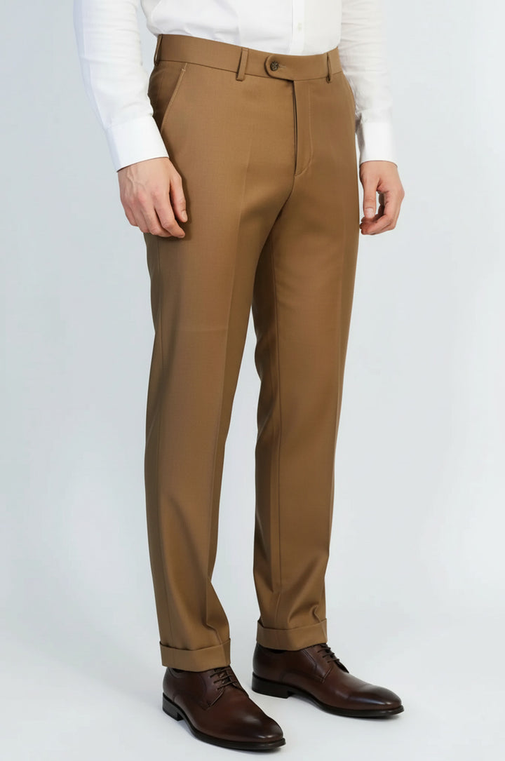 Açık Kahverengi Klasik Kesim Kumaş Pantolon - Wessi