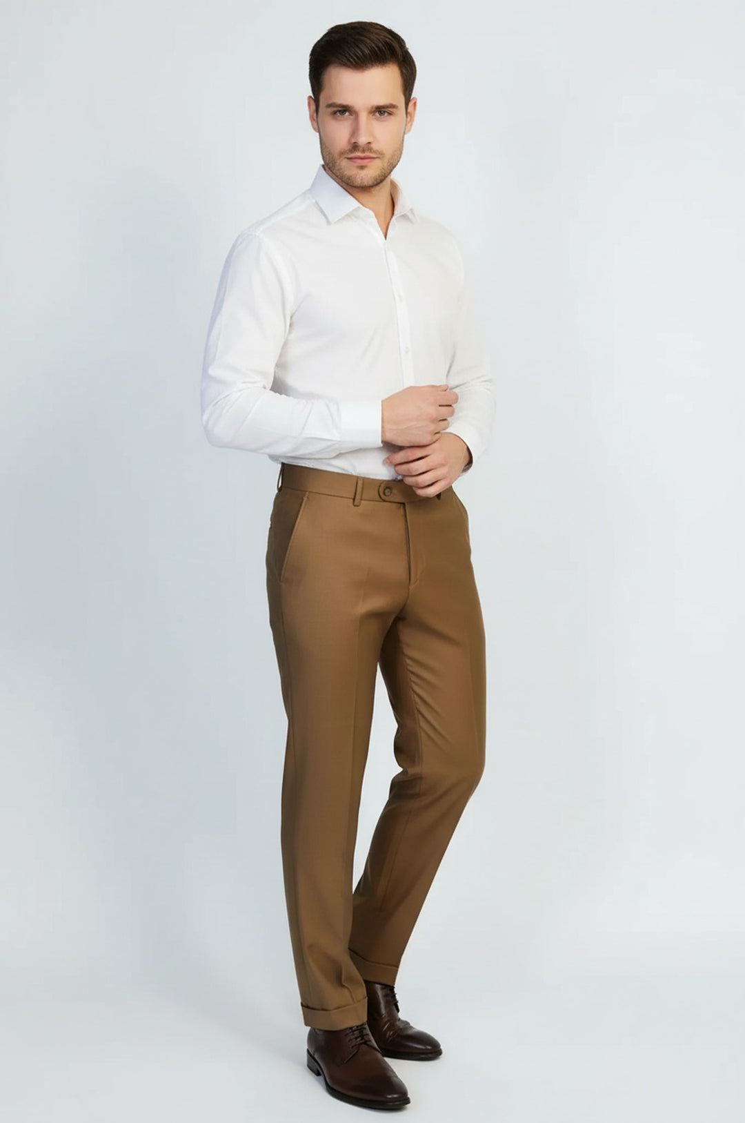 Açık Kahverengi Klasik Kesim Kumaş Pantolon - Wessi