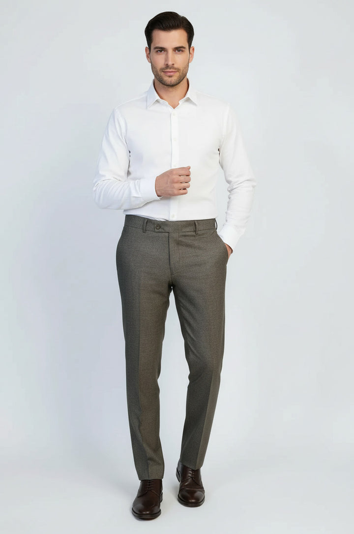 Toprak Tonu Desenli Kumaş Pantolon - Wessi