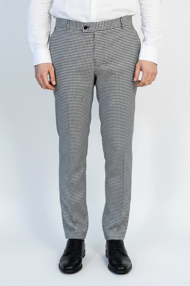 Mikro Kare Desenli Slim Fit Kumaş Pantolon - Wessi