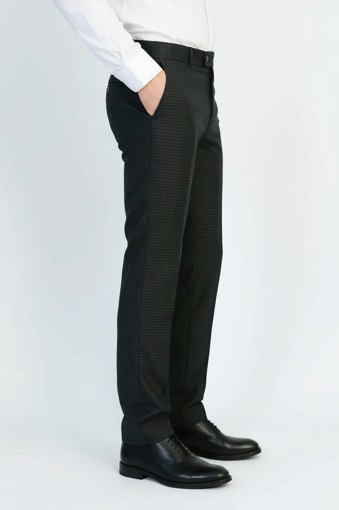 Koyu Antrasit Mikro Desenli Slim Fit Kumaş Pantolon - Wessi