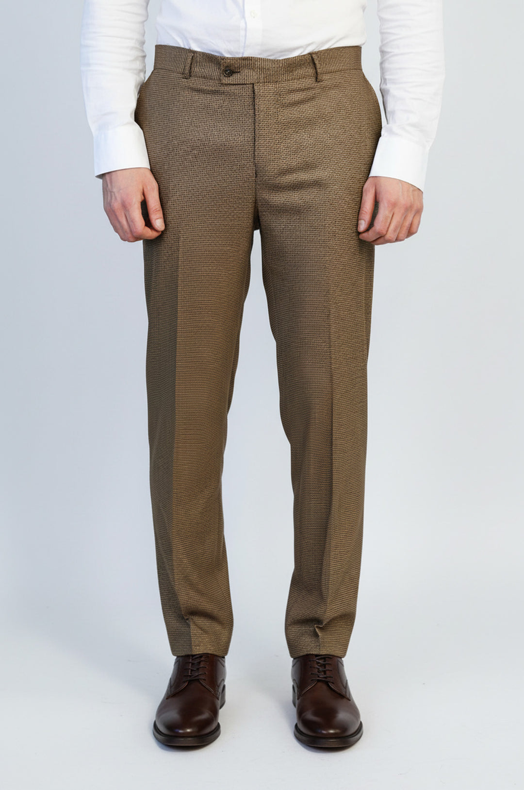 Kahverengi Mikro Desenli Slim Fit Kumaş Pantolon - Wessi