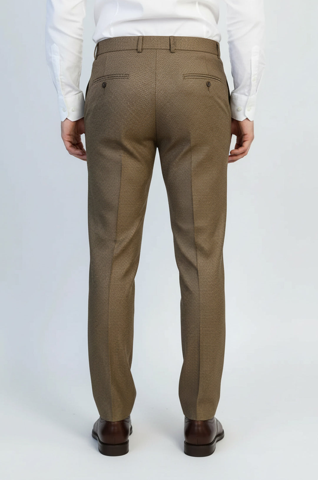 Kahverengi Mikro Desenli Slim Fit Kumaş Pantolon - Wessi