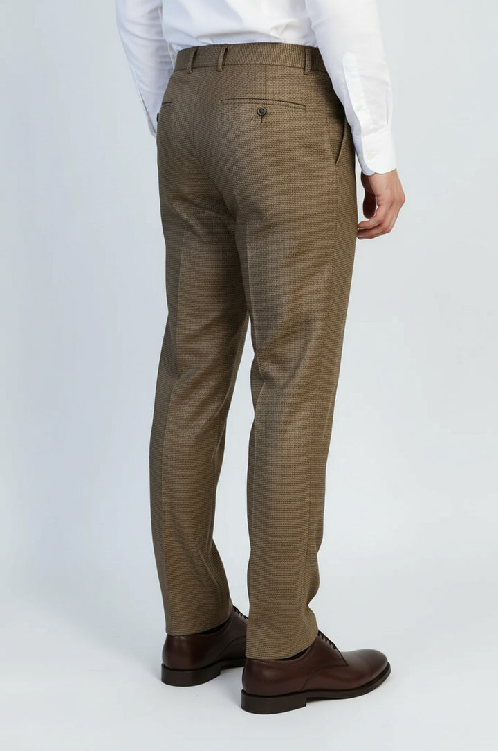 Kahverengi Mikro Desenli Slim Fit Kumaş Pantolon - Wessi