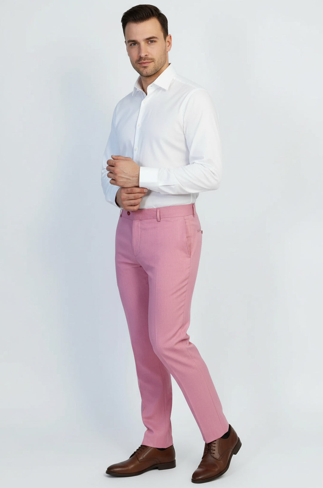 Pembe Klasik Kesim Kumaş Pantolon - Wessi