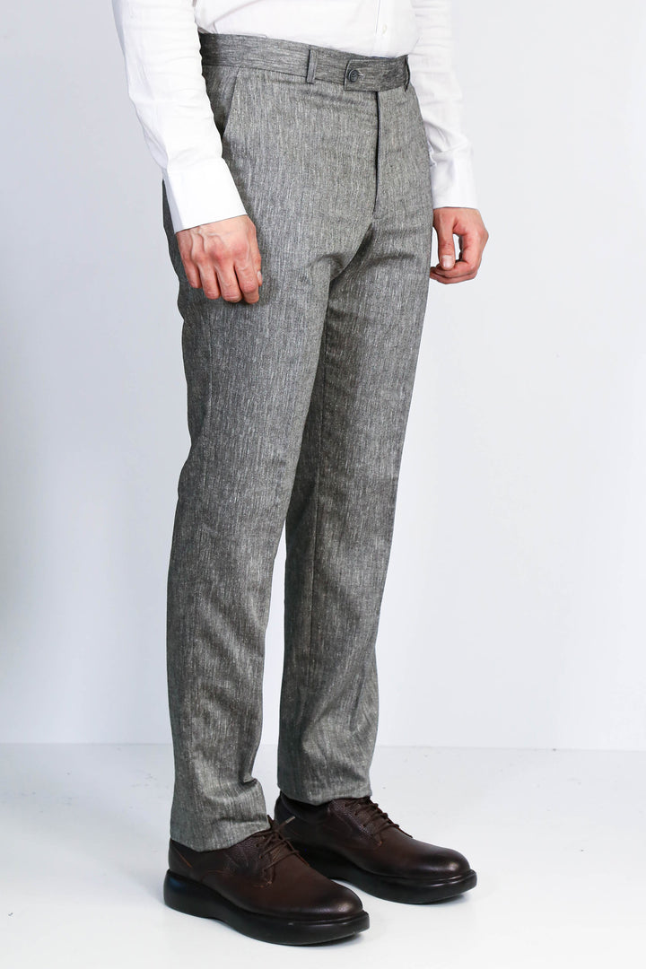 Siyah Mikro Dokulu Slim Fit Kumaş Pantolon - Wessi