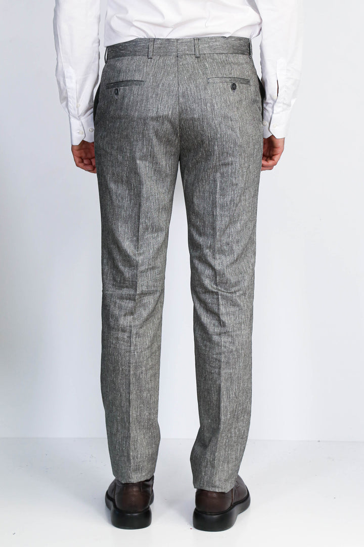 Siyah Mikro Dokulu Slim Fit Kumaş Pantolon - Wessi