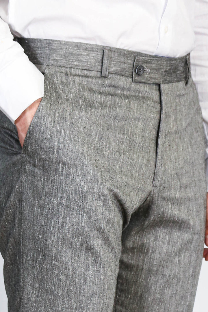 Siyah Mikro Dokulu Slim Fit Kumaş Pantolon - Wessi