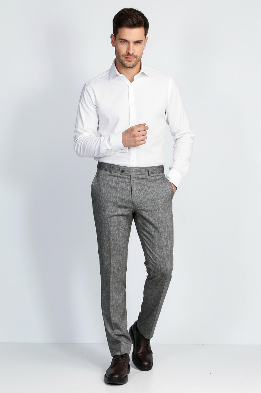 Siyah Mikro Dokulu Slim Fit Kumaş Pantolon - Wessi