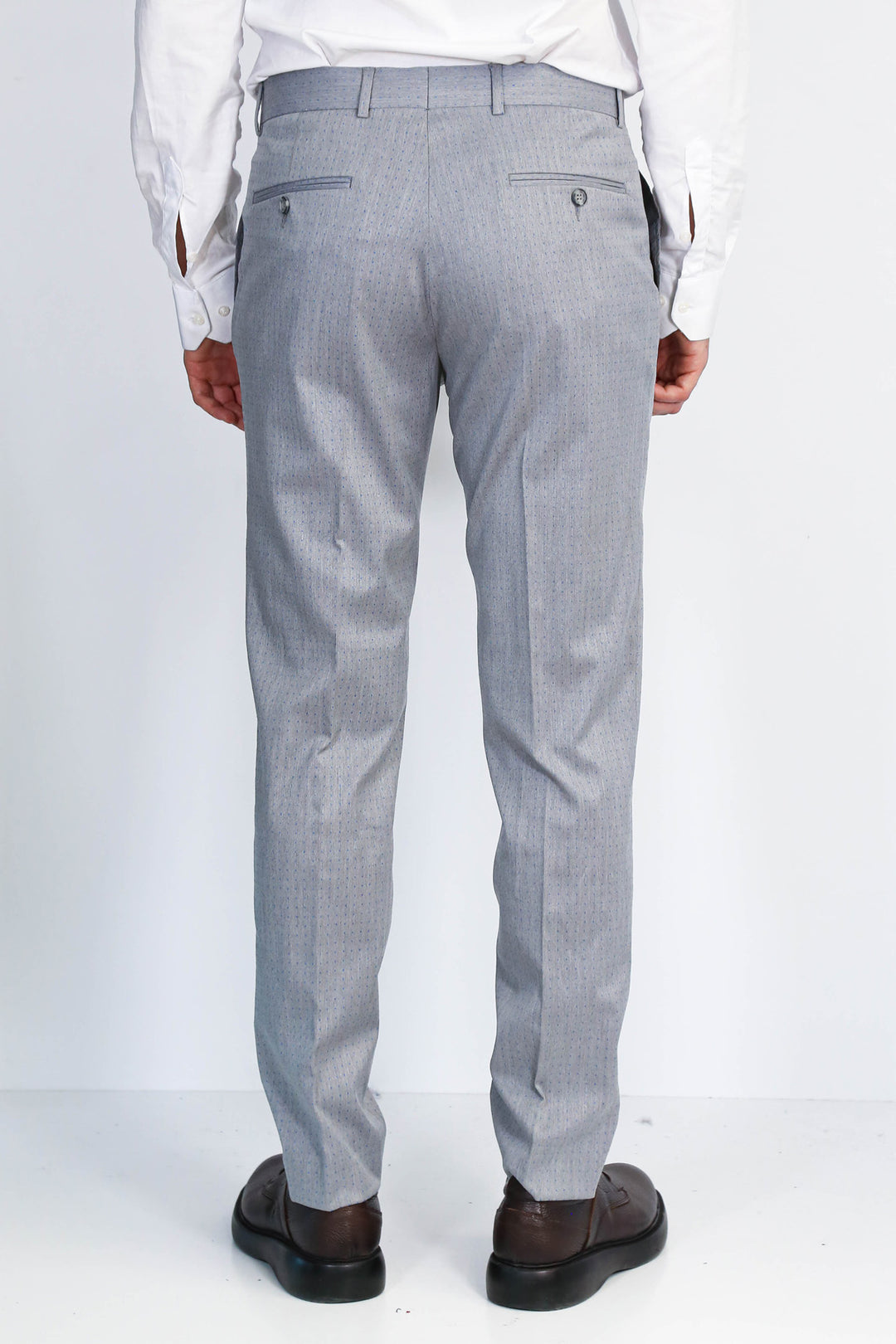 Açık Gri Mikro Desenli Slim Fit Kumaş Pantolon - Wessi